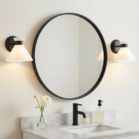 Issa Wall Sconce 7, Matte Black for Modern home with White Marble