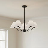 Wallace 5 Light Chandelier 30", Matte Black for Modern home with White Walls