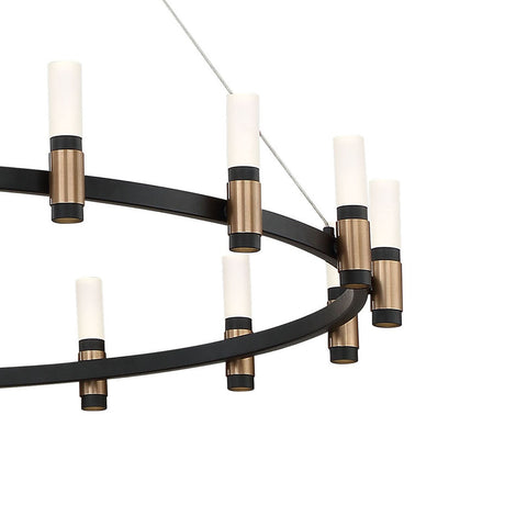Roscoe 12 Light LED Chandelier 32", Black and Brass
