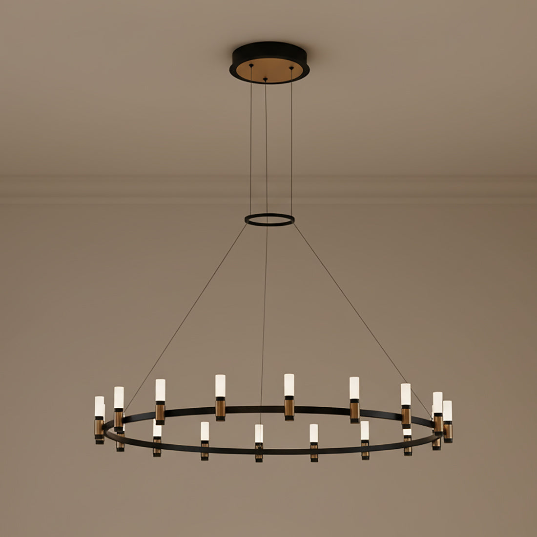 Roscoe 18 Light LED Chandelier 45" for Modern home with Beige Walls