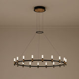 Roscoe 18 Light LED Chandelier 45", Black and Brass