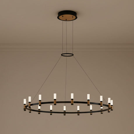 Roscoe 18 Light LED Chandelier 45", Black and Brass