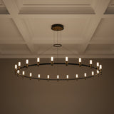 Roscoe 21 Light LED Chandelier 60" Black and Brass for Modern home with White Ceiling