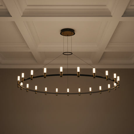 Roscoe 21 Light LED Chandelier 60" Black and Brass for Modern home with White Ceiling