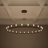 Roscoe 21 Light LED Chandelier 60", Black and Brass