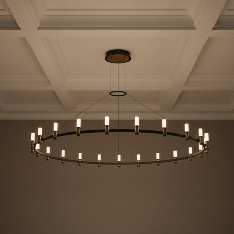 Roscoe 21 Light LED Chandelier 60", Black and Brass