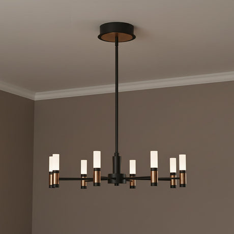 Roscoe 8 Light LED Chandelier 24", Black and Brass