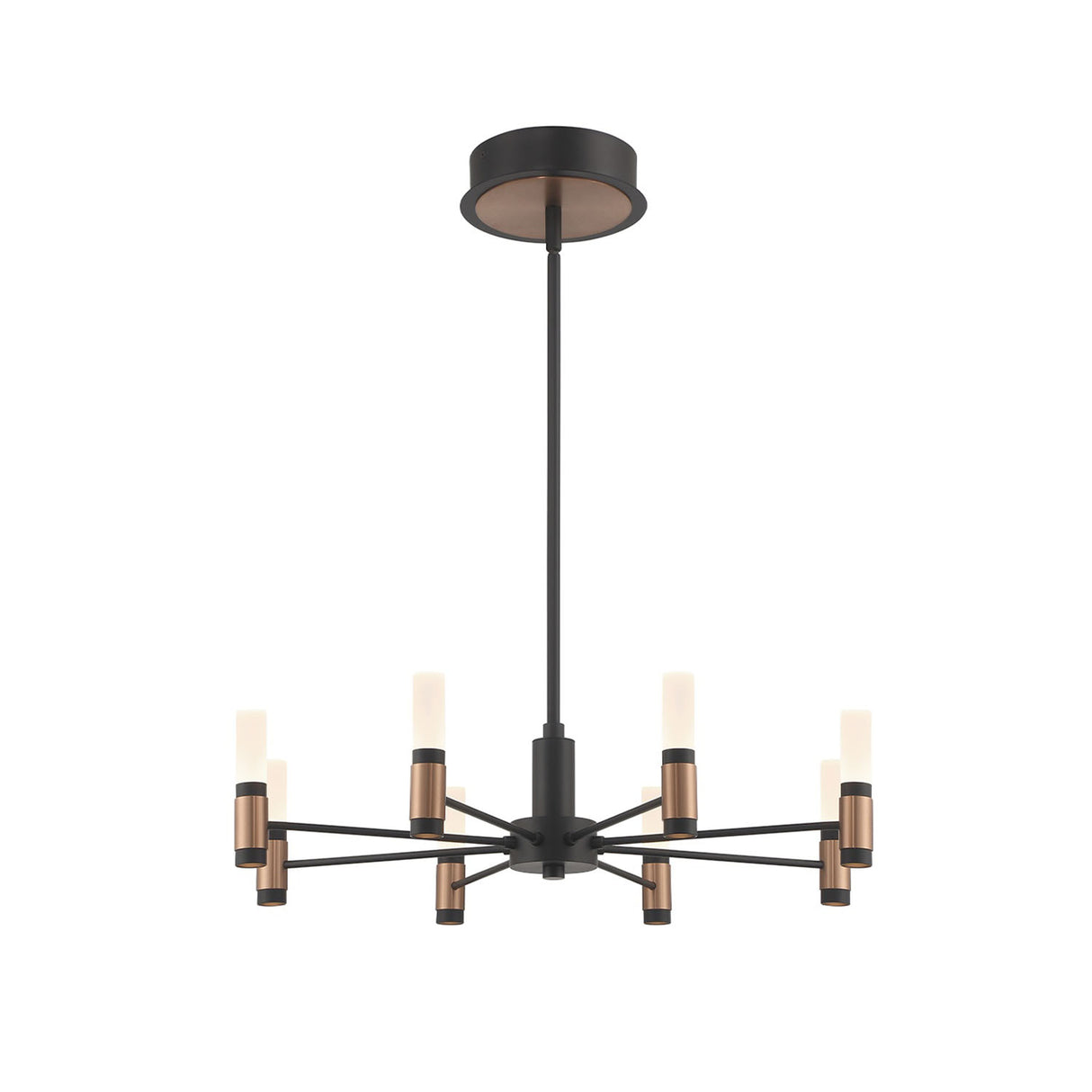 Roscoe 8 Light LED Chandelier 24", Black and Brass