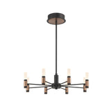 Roscoe 8 Light LED Chandelier 24", Black and Brass