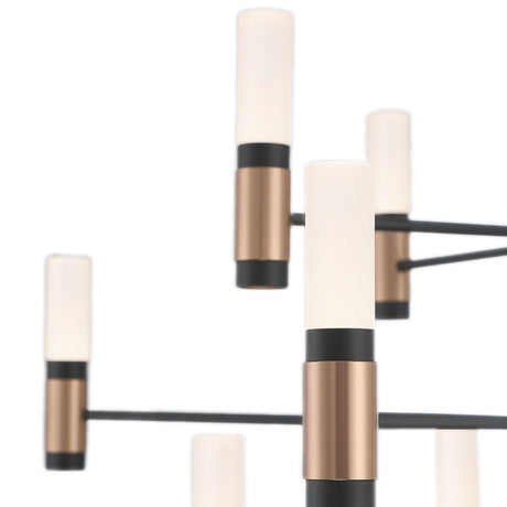 Roscoe 12 Light LED Chandelier 29", Black and Brass