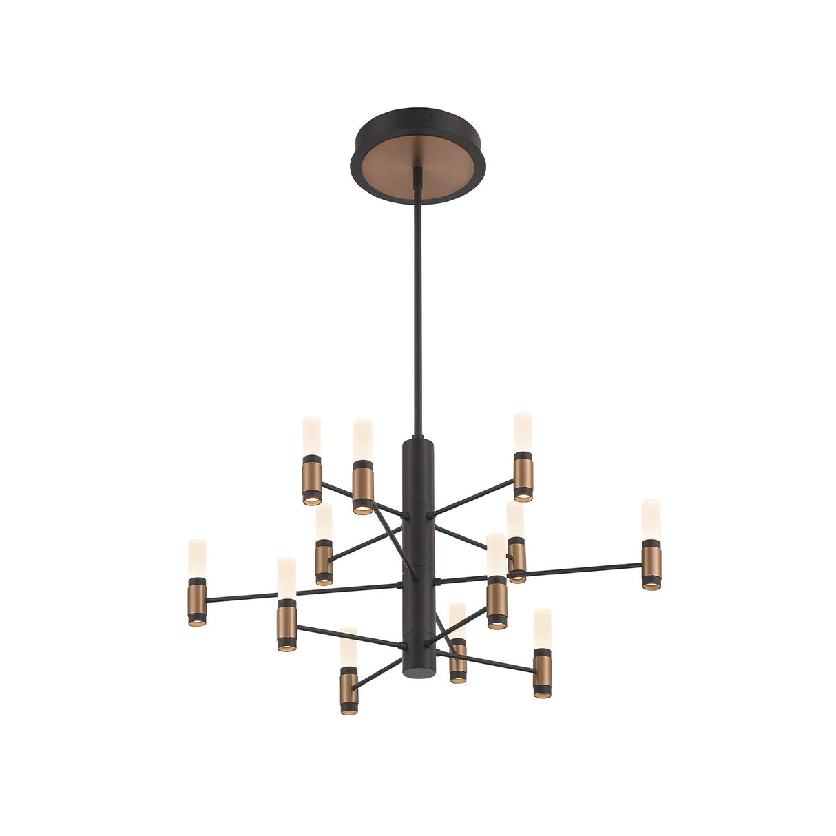 Roscoe 12 Light LED Chandelier 29", Black and Brass