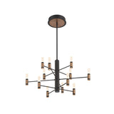 Roscoe 12 Light LED Chandelier 29", Black and Brass