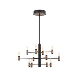 Roscoe 12 Light LED Chandelier 29", Black and Brass