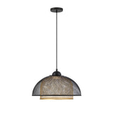 Tate LED Pendant 16", Matte Black and Brass