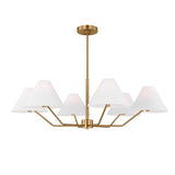 Wallace 6 Light Chandelier 38", Satin Brass
