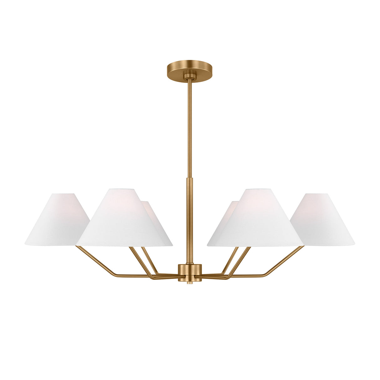 Wallace 6 Light Chandelier 38", Satin Brass
