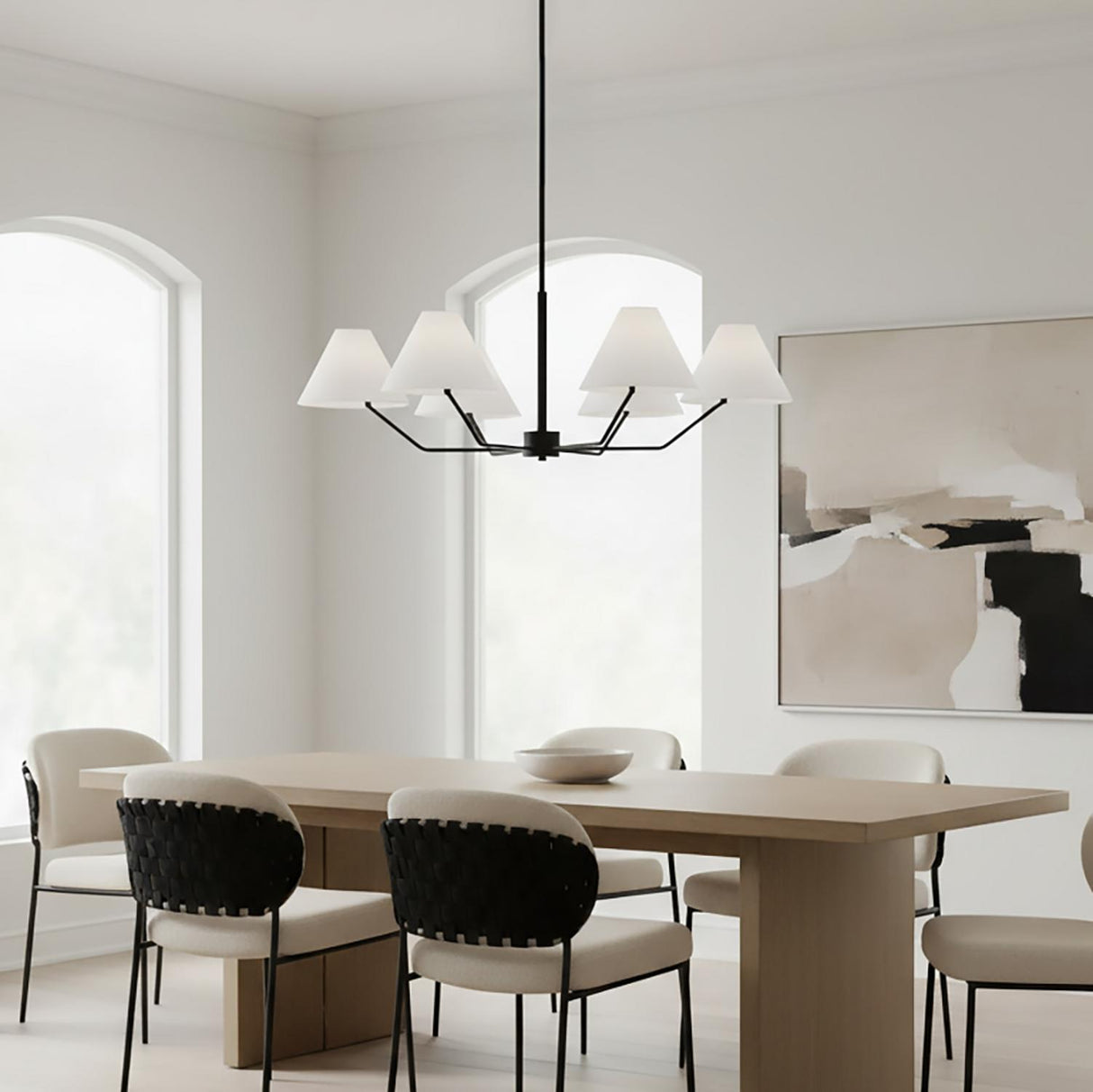 Wallace 6 Light Chandelier 38", Matte Black