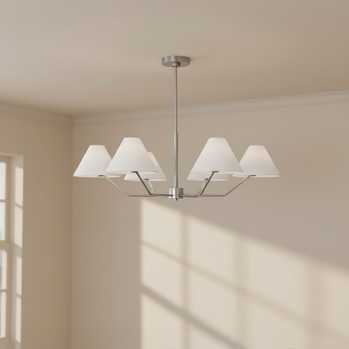 Wallace 6 Light Chandelier 38" for Modern home with Cream walls
