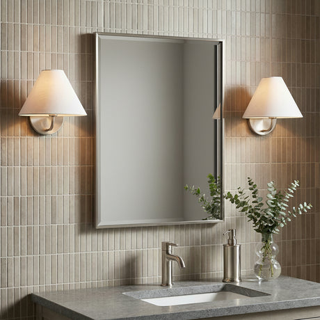 Wallace Wall Sconce 8, Brushed Nickel for Modern home with Gray Tile