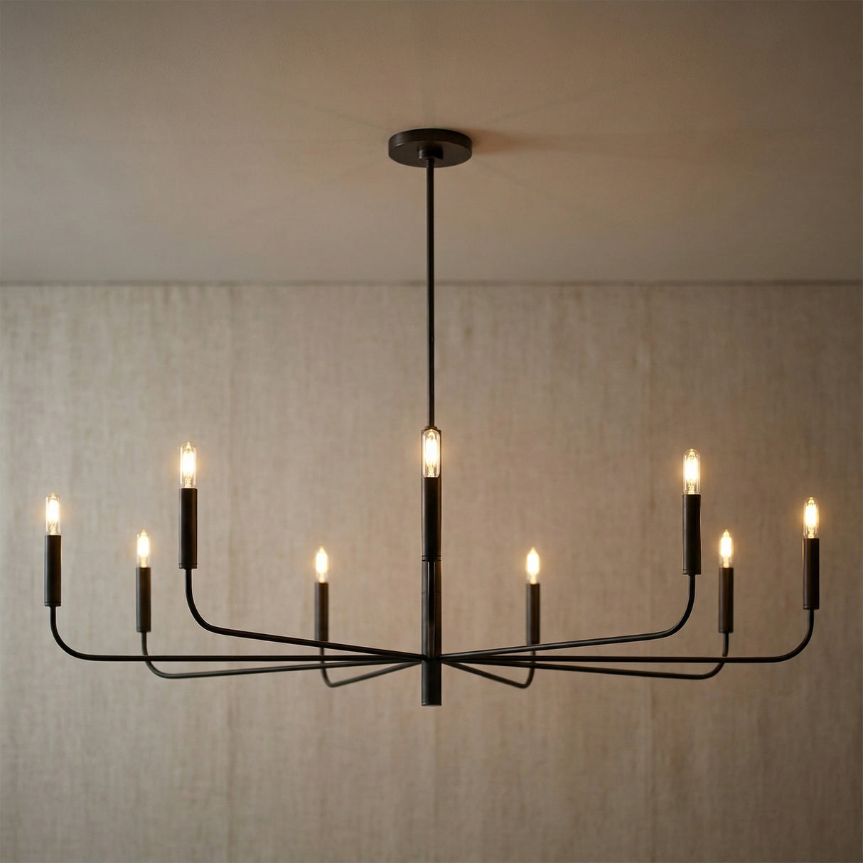 Thayer 9 Light Chandelier 48" for Modern home with Black textured walls