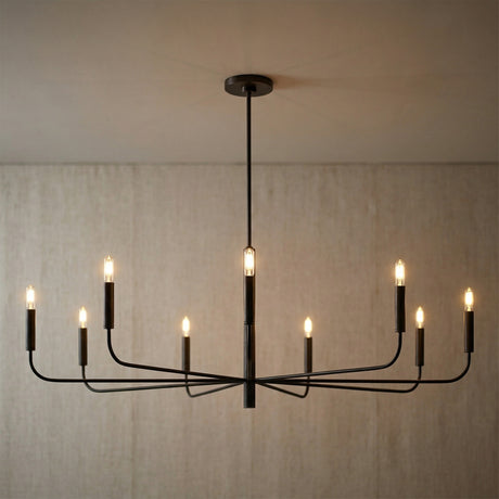 Thayer 9 Light Chandelier 48" for Modern home with Black textured walls