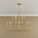 Thayer 15 Light Two-Tier Chandelier 49" for Modern home with Beige walls