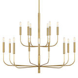 Thayer 15 Light Two-Tier Chandelier 49", Modern Brass