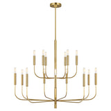 Thayer 15 Light Two-Tier Chandelier 49", Modern Brass