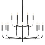 Thayer 15 Light Two-Tier Chandelier 49", Antique Iron