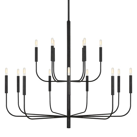 Thayer 15 Light Two-Tier Chandelier 49", Antique Iron