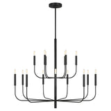 Thayer 15 Light Two-Tier Chandelier 49", Antique Iron