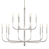 Thayer 15 Light Two-Tier Chandelier 49", Polished Nickel
