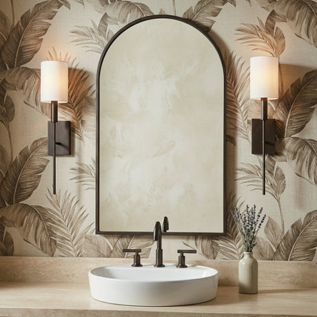 Thayer Wall Sconce 20", Antique Iron for Transitional home with Neutral Wallpaper