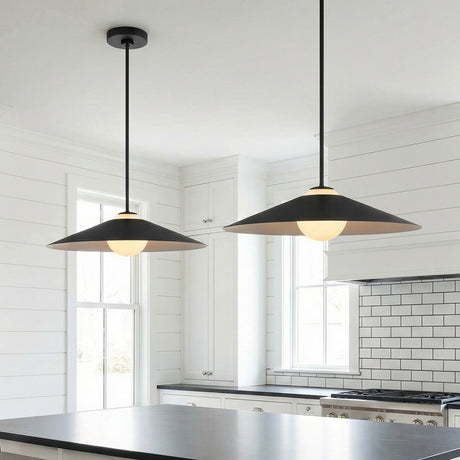 Braxton Pendant 24", Matte Black for Modern Farmhouse home with White Shiplap