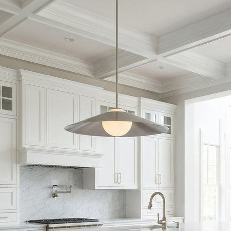Braxton Pendant 24", Brushed Nickel for Modern Farmhouse home with White Cabinetry