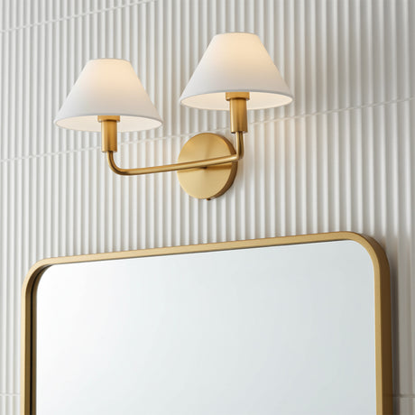 Altair 2 Light Vanity, Modern Brass for Modern home with White Tile