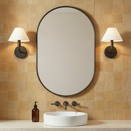 Altair Wall Sconce 10, Aged Iron for Transitional home with Warm Beige Tile