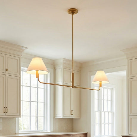 Altair Linear Pendant 54, Modern Brass for Transitional home with Cream Cabinetry