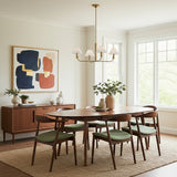 Altair 4 Light Chandelier 34" Modern Brass for Modern home with Warm Beige Walls