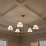 Altair 5 Light Chandelier 40", Modern Brass for Traditional home with Beige wallpaper