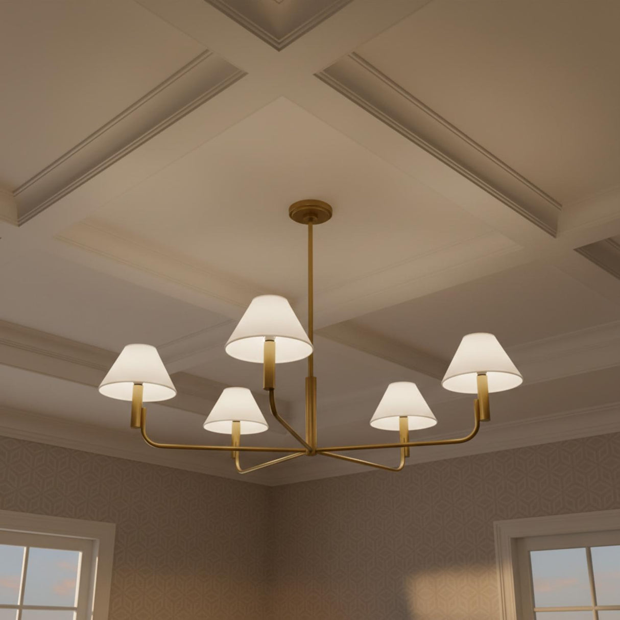 Altair 5 Light Chandelier 40", Modern Brass