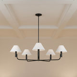 Altair 5 Light Chandelier 40", Aged Iron for Modern Farmhouse home with White Wood