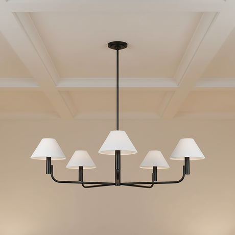 Altair 5 Light Chandelier 40", Aged Iron for Modern Farmhouse home with White Wood