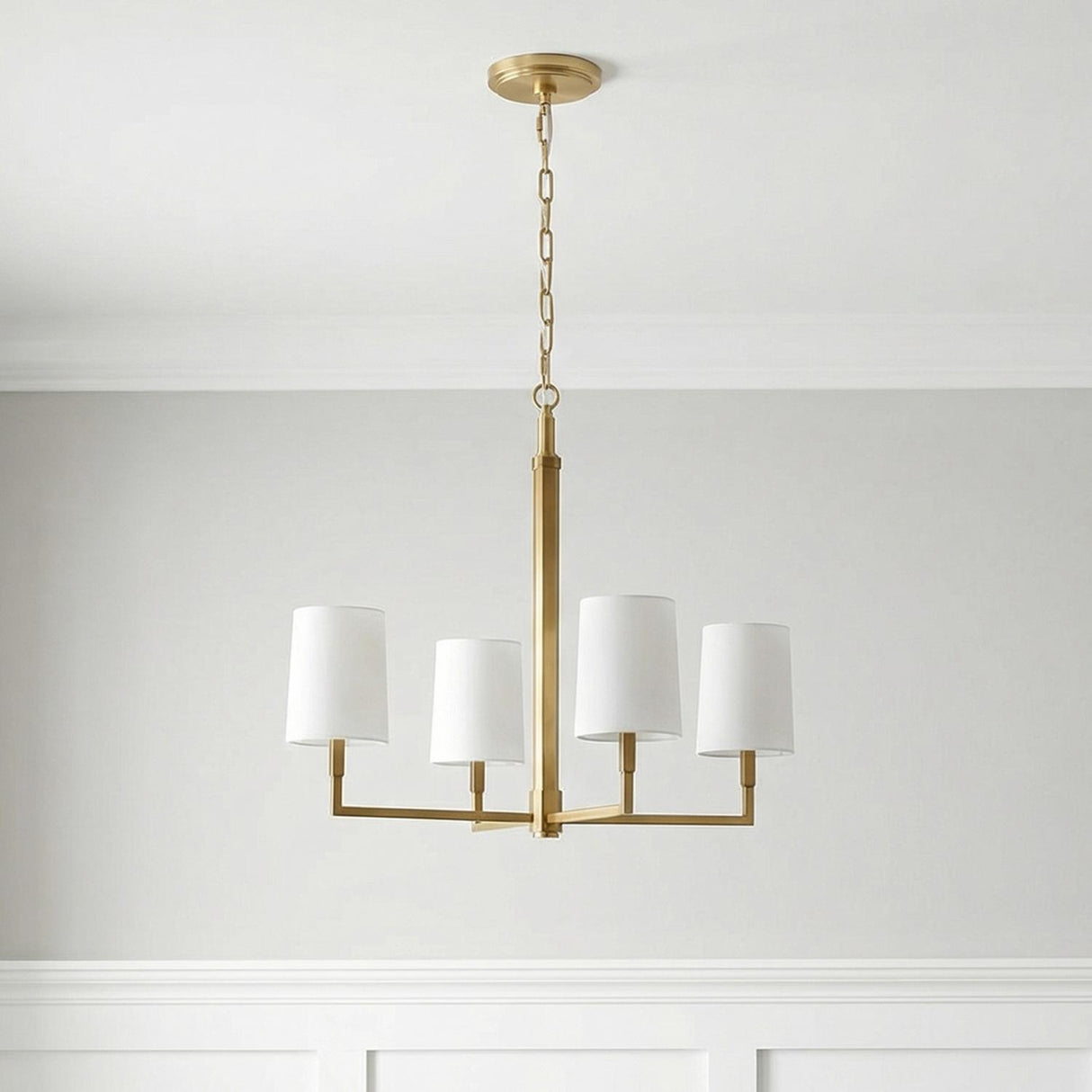 Andrew 4 Light Chandelier 27", Modern Brass