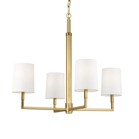 Andrew 4 Light Chandelier 27", Modern Brass