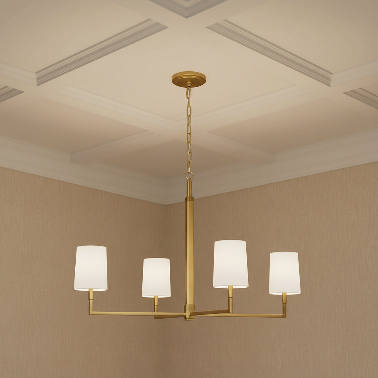 Andrew 4 Light Chandelier 36" for Modern home with Warm Beige Wallpaper