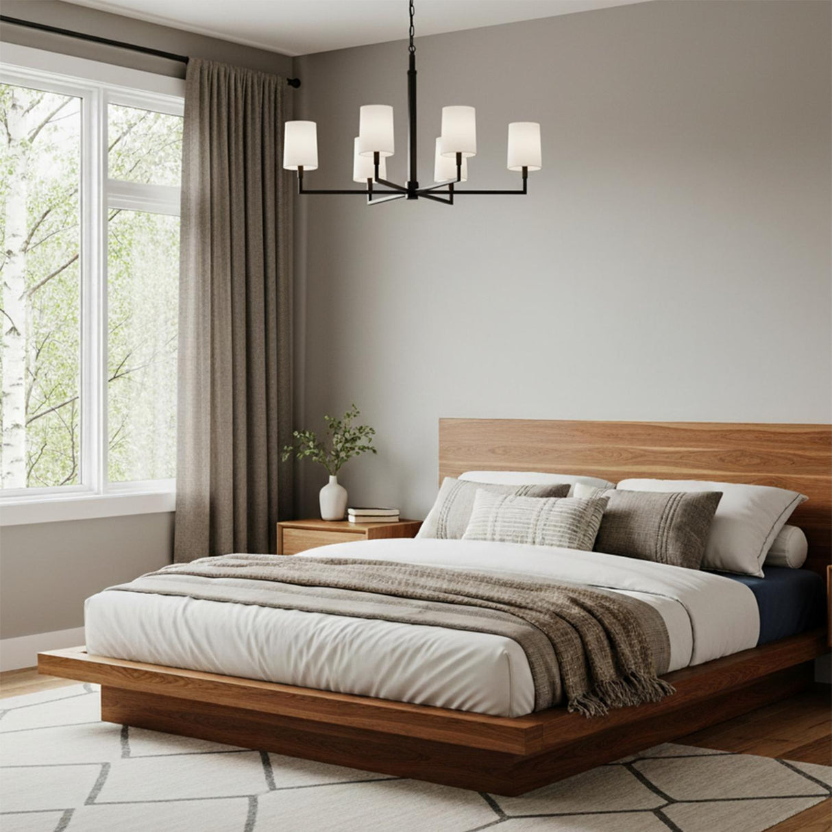 Andrew 4 Light Chandelier 36", Aged Iron for Modern home with Gray Walls