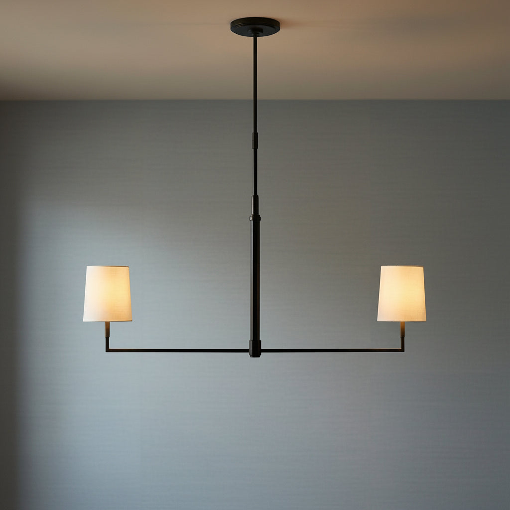 Andrew Linear Pendant 50, Aged Iron for Modern home with Gray Siding