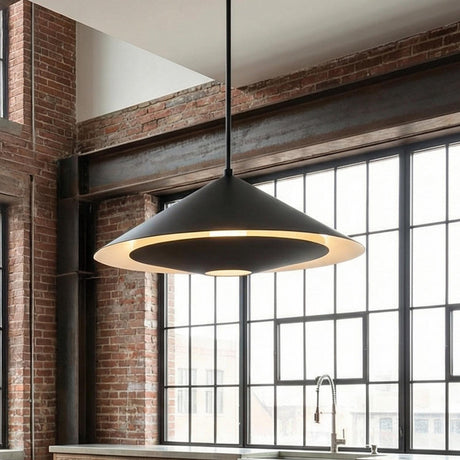 Belvin Large Pendant 24" Matte Black for Industrial home with Brick