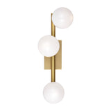 Veya 3 Light Wall Sconce 16", Modern Brass and Milk Glass